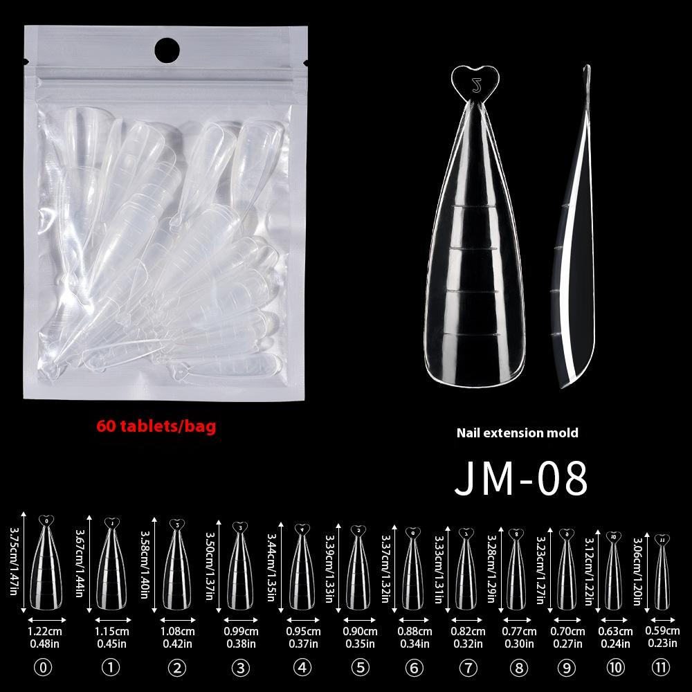 Nail Tips nail mold crystal without paper holder, rapid phototherapy, 60 nail extension tablets, bagged with graduated nail film, wholesale