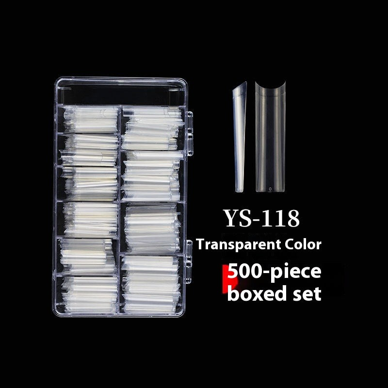 Nail Tips Nail plate semi-sticker, light sticker, lengthened XXXL water pipe nail NO C arc, light French manicure, transparent fake nail
