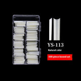 Nail Tips Nail plate semi-sticker, light sticker, lengthened XXXL water pipe nail NO C arc, light French manicure, transparent fake nail