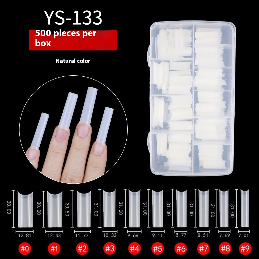 Nail Tips nail plate water pipe nail natural white 500 pieces French half sticker extended patch NOC high arc fake nail