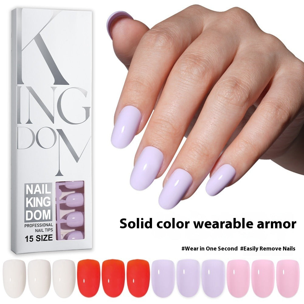 Nail Tips Press on nails Solid color glossy removable 120 pieces Boxed wearable prefabricated nail piece False nail piece Patch nail art