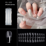 Nail Tips nail piece semi-matte 504 pieces boxed trapezoidal almond fake nail patch transparent and seamless nail art