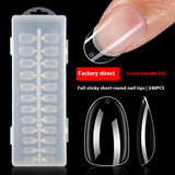 Nail Tips Transparent nail piece full number, new oval press on nails piece, boxed non-marking ultra-thin small short round nail fake nail piece