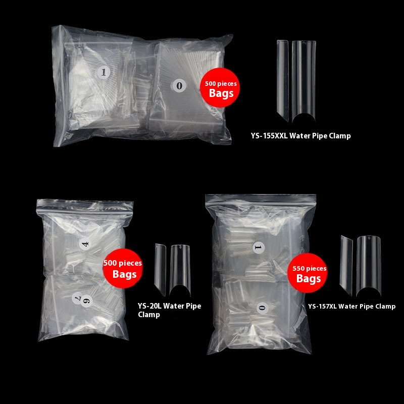 Nail Tips semi-stick water pipe nail piece, French C-arc false nail press on nails patch, extended square head C-type water pipe nail