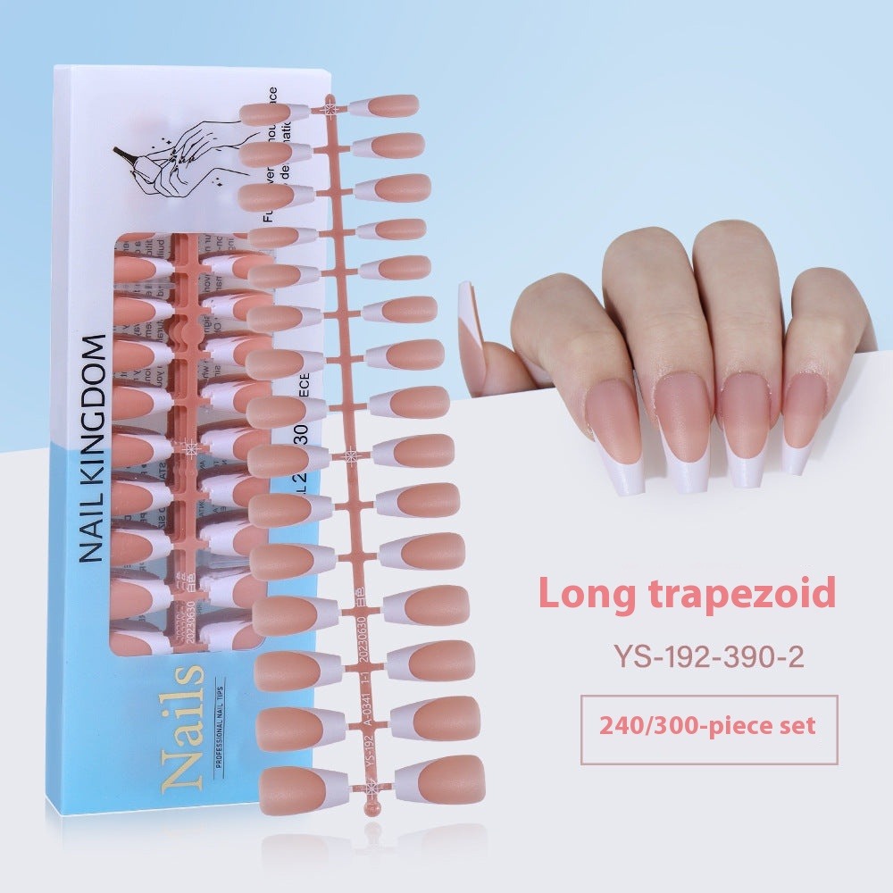 Nail Tips New French press on nails 240 pieces boxed fake nail manicure work in progress matte full sticker French nail piece