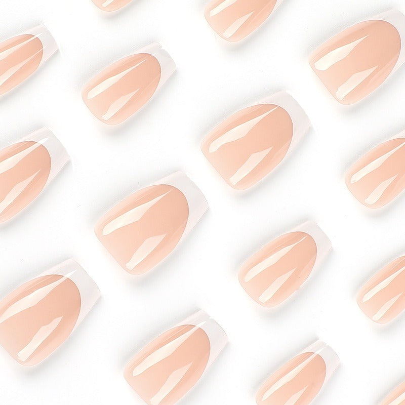 Wear nail short simple nail piece nail art finished French white edge short ballet nail sticker removable nail piece