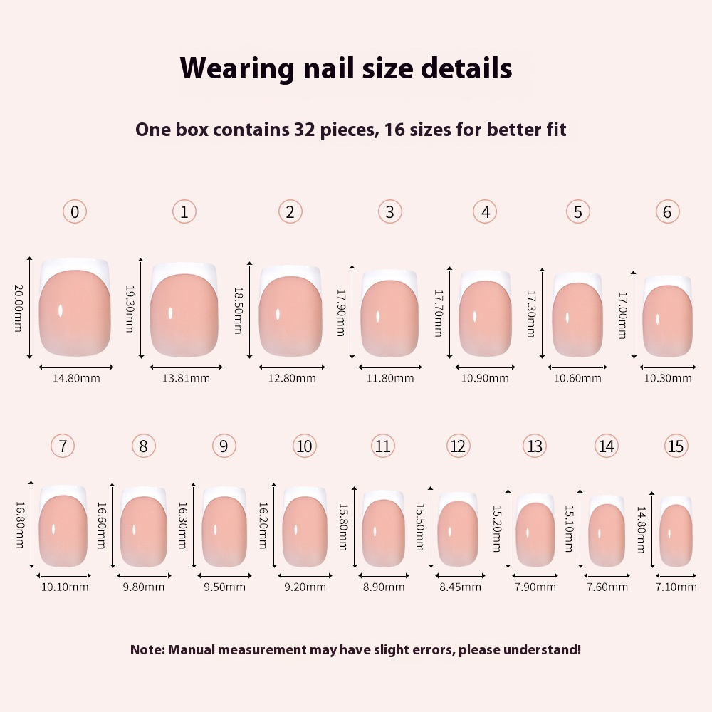 New press on nails French Ultra-thin Short Square False Nails 32 pieces Simple Removable Extension Patch Nail Art
