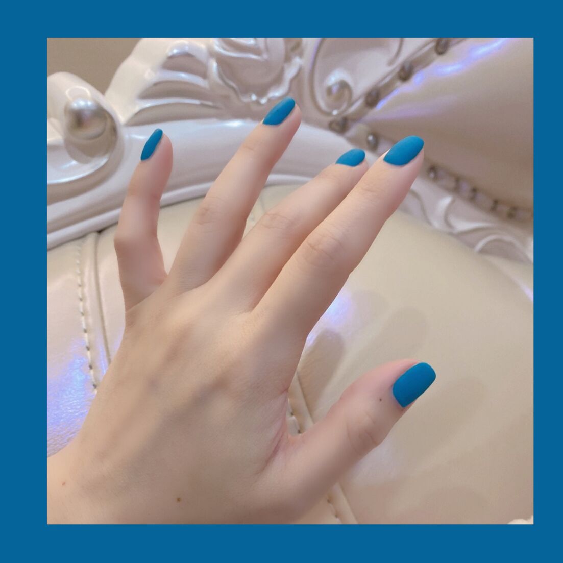 Solid color matte glaze blue white nail patch fake nail press on nails finished nail patch waterproof and removable|365nails