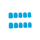 Parche de uña postiza con esmalte mate de color sólido, azul y blanco, para uñas postizas, acabado impermeable y extraíble | 365nails