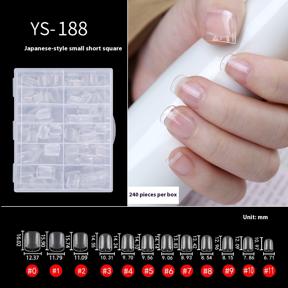 Nail Tips Transparent semi-matte nail art, special nail piece for press on nails piece, no trace 240 pieces, broken piece box, full sticker, matte fake nail.