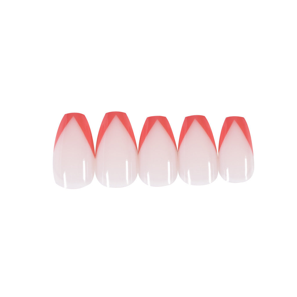 Bevel French short ballet water red press on nails finished fake nail manicure patch nail patch waterproof stall|365nails