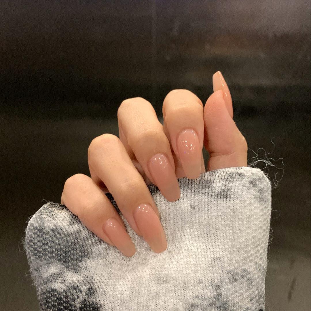 Naked pink short ballet press on nails finished fake nail manicure patch nail piece nail polish glue seal live stream supply|365nails