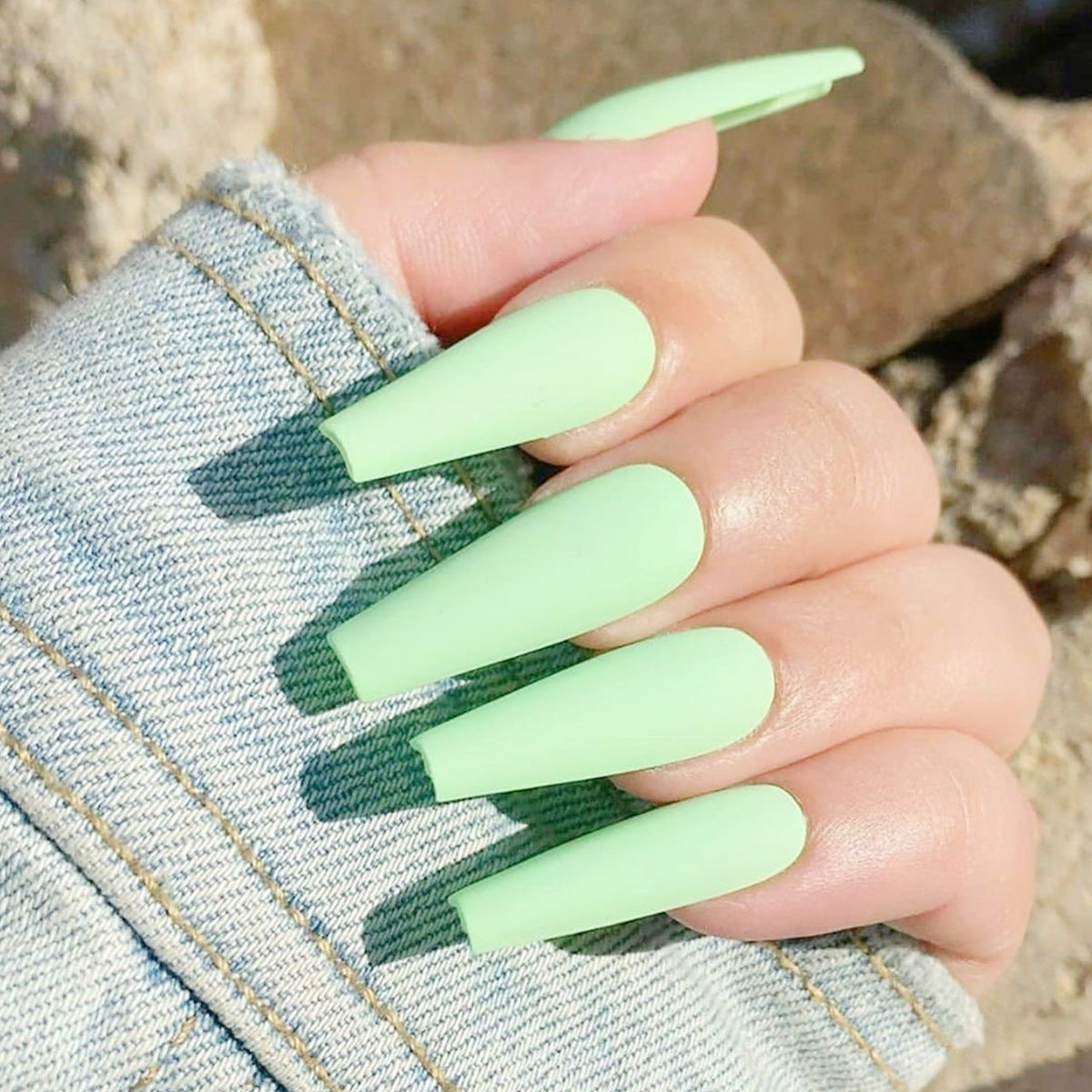 extra long Ballet Solid Color Frosted Glossy False Nail Removable |365nails