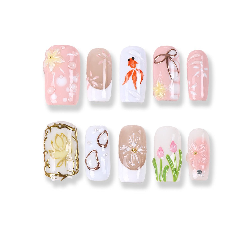 365Nails Spring Sketch Garden Press-On Nails