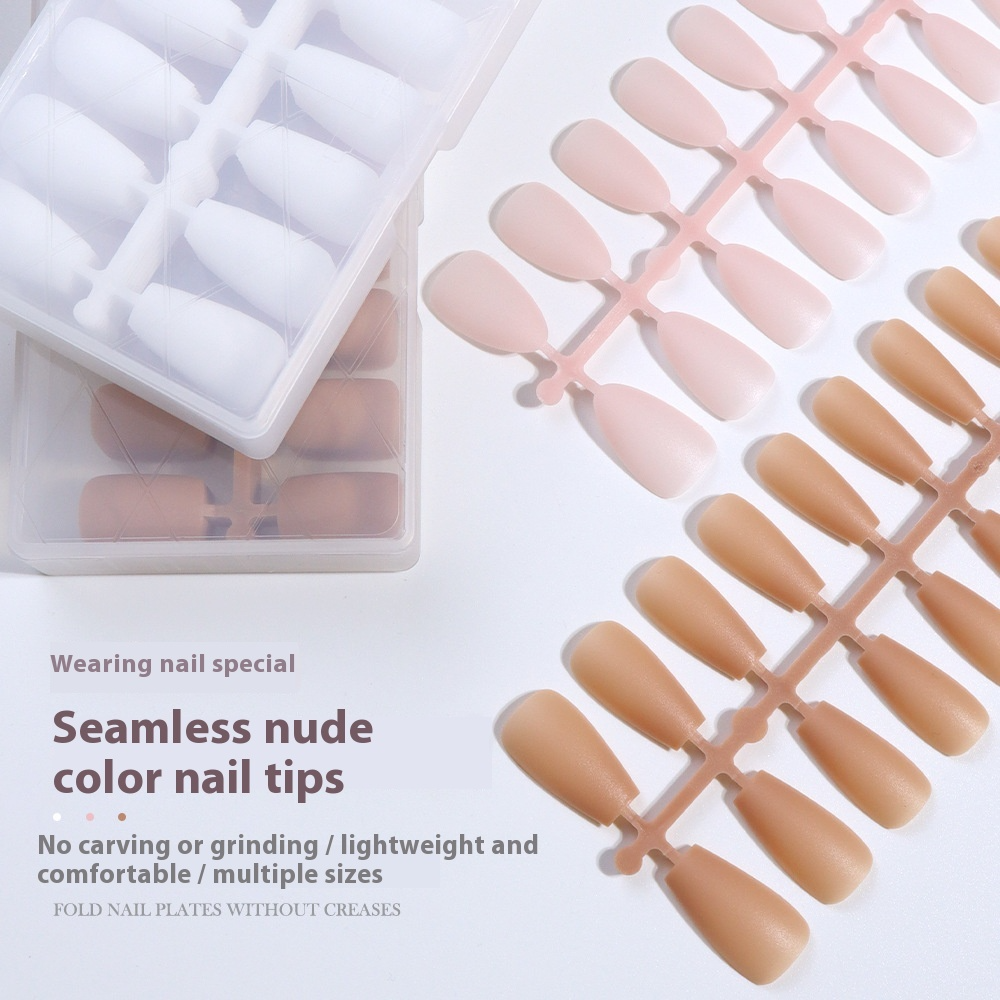 Nail Tips New nude matte, no-carving press on nails pads 240 pieces, boxed solid color seamless fake nail press on nails pads