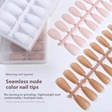 Nail Tips New nude matte, no-carving press on nails pads 240 pieces, boxed solid color seamless fake nail press on nails pads