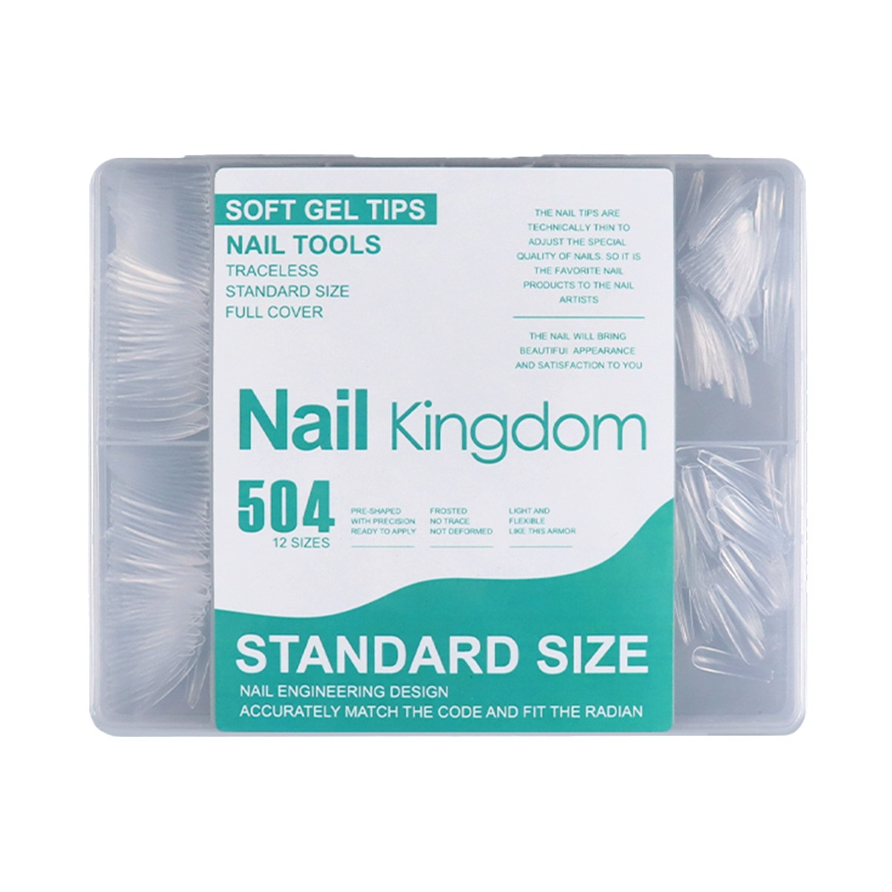 Nail Tips nail piece semi-matte 504 pieces boxed trapezoidal almond fake nail patch transparent and seamless nail art