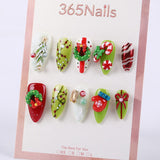365Nails Christmas Green Wreath Stiletto Set