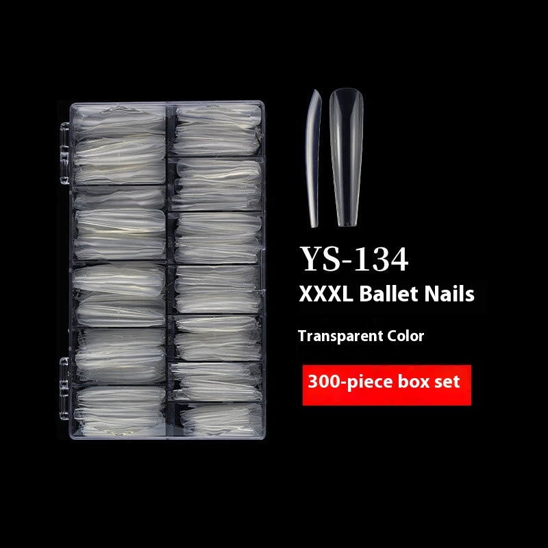 Nail Tips long ballet nail piece, French full sticker ballet fake nail piece, new extended transparent folded seamless ballet nail