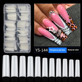 Nail Tips Nail  lengthened French 550 pieces boxed square transparent semi-sticker high-arc flat head water pipe nail fake nail