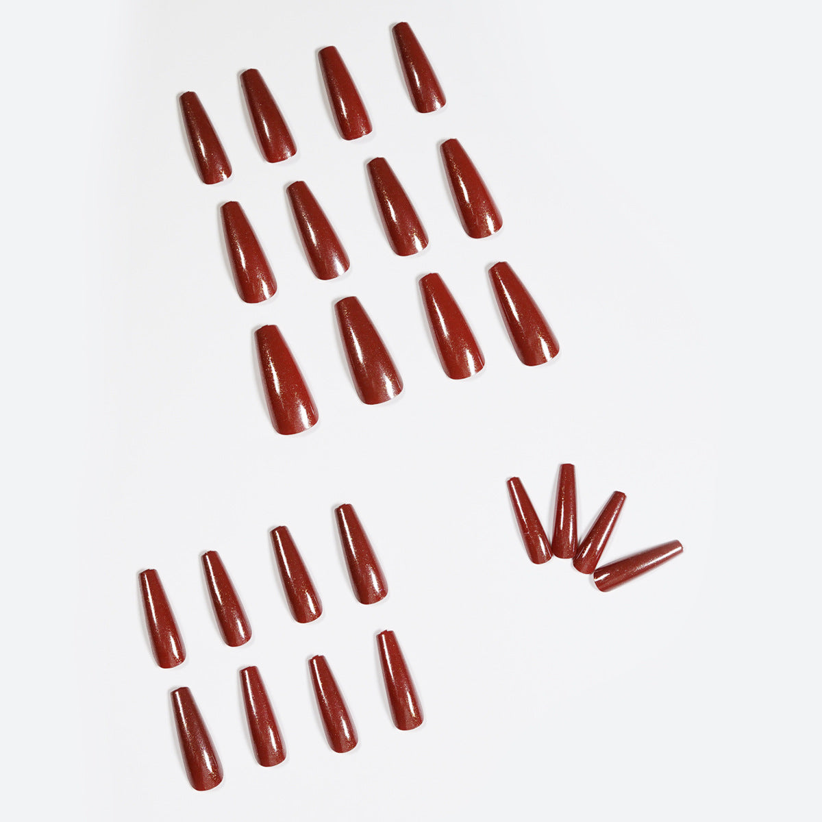 Patch de manicure longo de balé bordô com acabamento em flash puro, modelo à prova d'água | 365nails