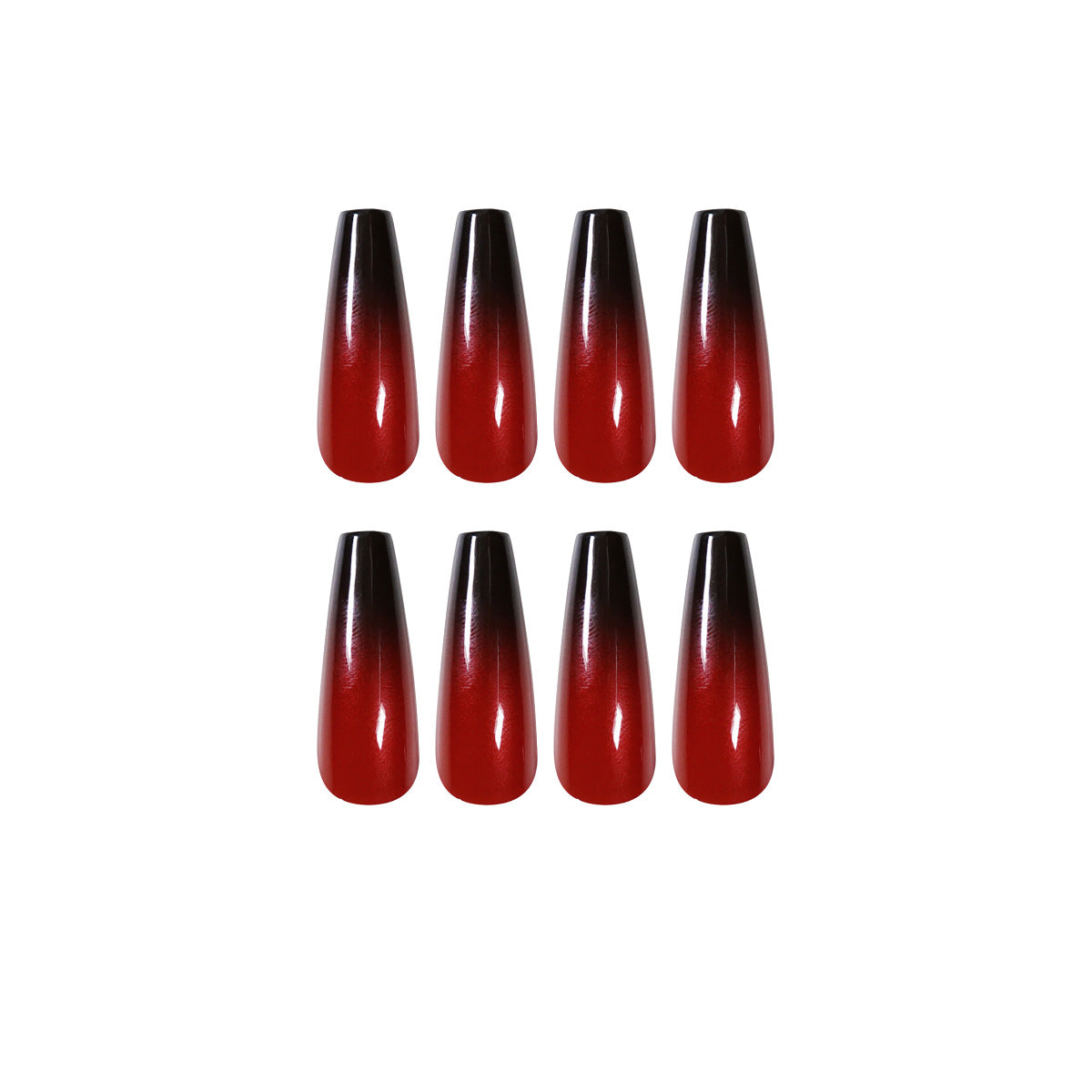Red and black gradual change long ballet finished manicure patch nail patch waterproof removable |365nails