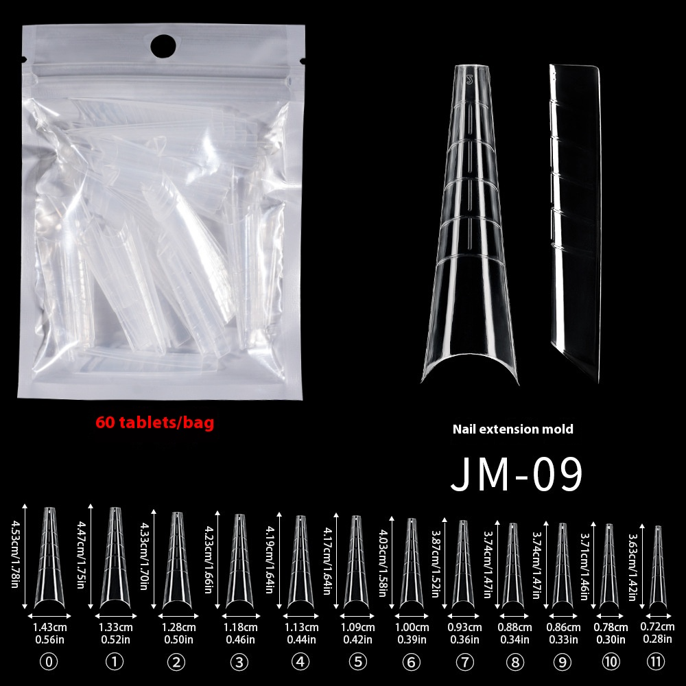 Nail Tips nail mold crystal without paper holder, rapid phototherapy, 60 nail extension tablets, bagged with graduated nail film, wholesale