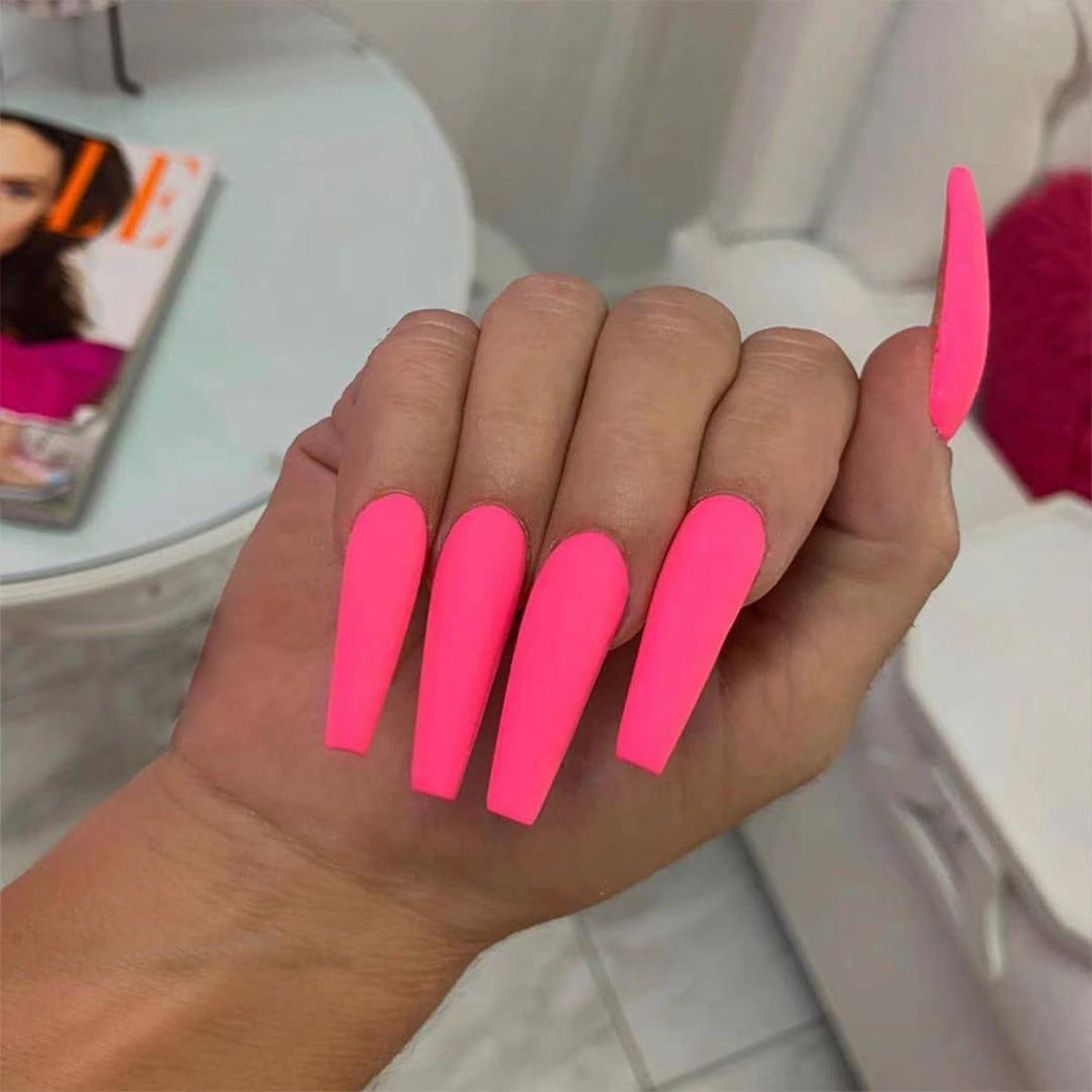Solid color long ballet series finished manicure patch nail patch waterproof removable |365nails