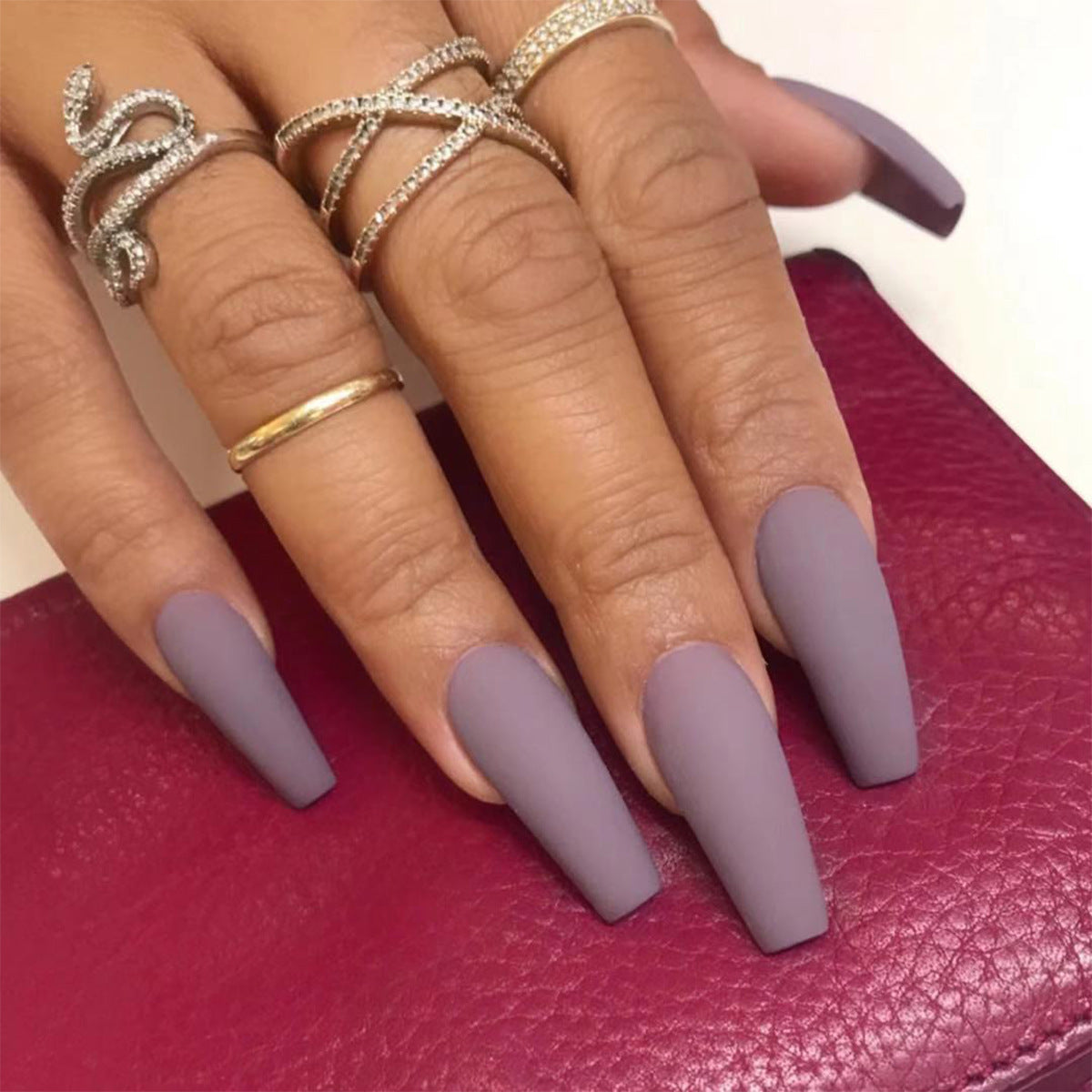 Solid color long ballet series finished manicure patch nail patch waterproof removable |365nails