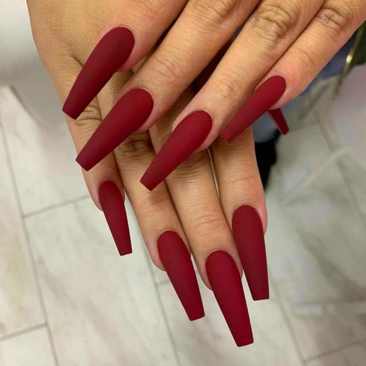 Solid color long ballet series finished manicure patch nail patch waterproof removable |365nails