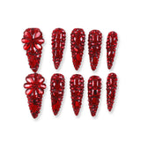 365nails ruby full-rhinestone bouquet long press-ons【MOQ 5|×5】