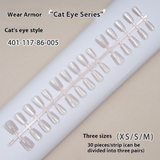 Nail Tips Cat's eye press on nails aurora electroplating, sub-code bar with short ladder mirror removable fake nail prefabricated patch manicure