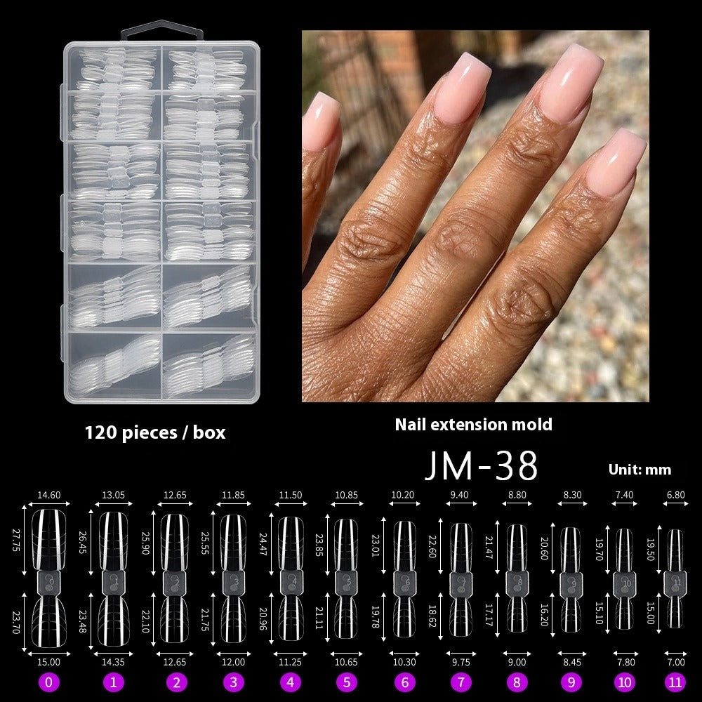 Nail Tips Nail art extension nail mold 120 pieces boxed, no paper holder, no trace oval with scale line, rapid phototherapy nail film wholesale