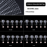 Nail Tips New children's press on nails pads, 40 pieces of sub-size matte, one size has no marks, no engraving and grinding, removable fake nails.