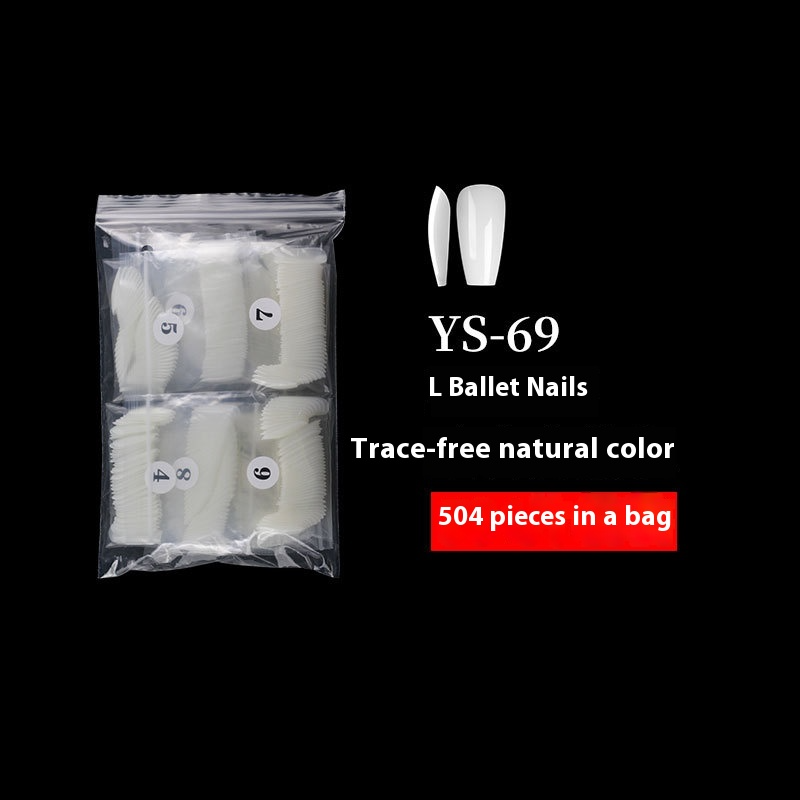 Nail Tips long ballet nail piece, French full sticker ballet fake nail piece, new extended transparent folded seamless ballet nail