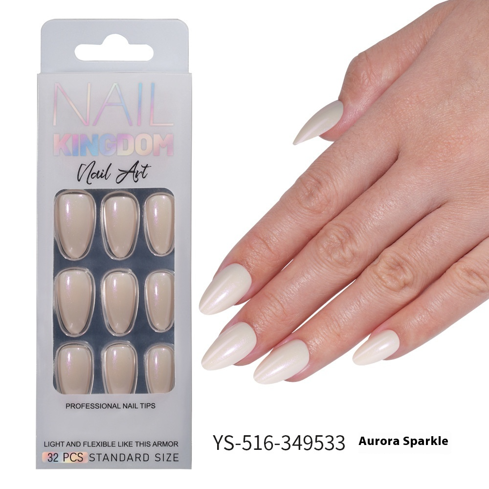 Press on nails Advanced Aurora Fine Flash Almond Short Nail Film Removable Fake Nail Prefabricated Solid Color Nail Art Wholesale