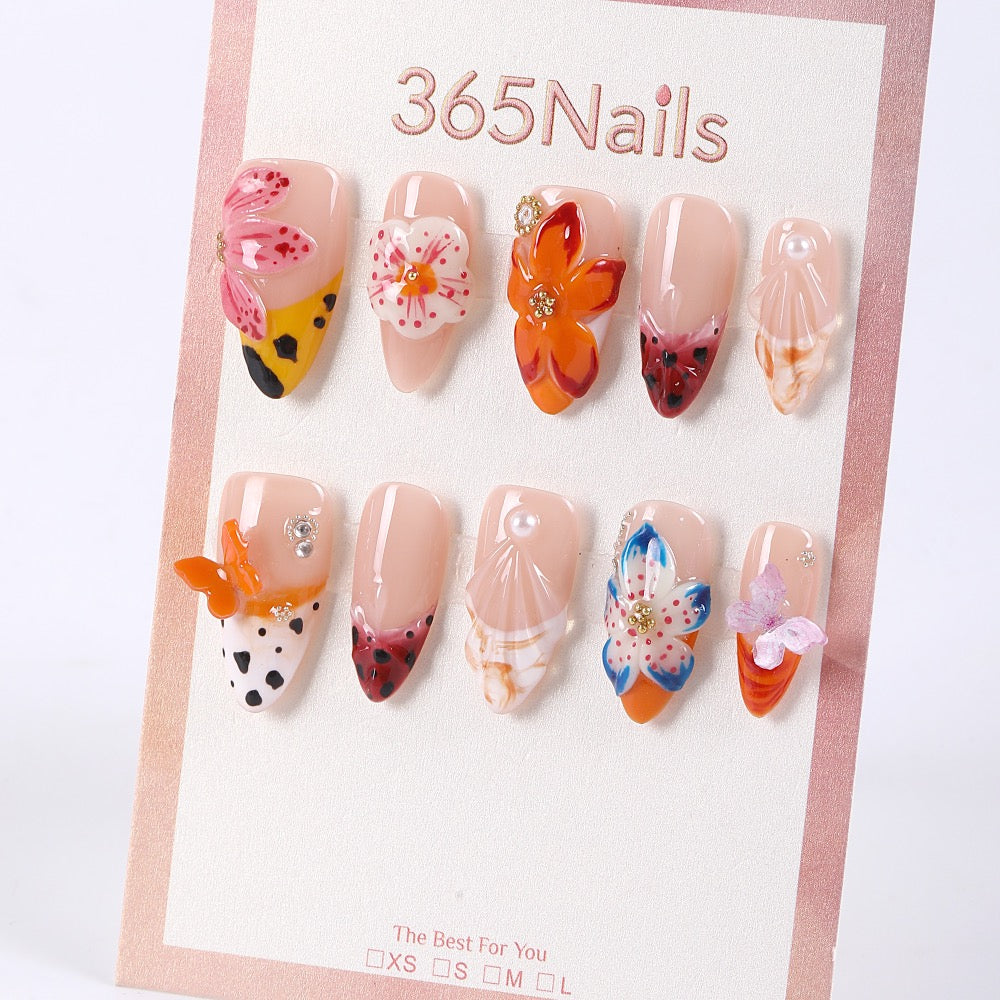 365nails midsummer florals & butterflies sprinkle mix press‑ons