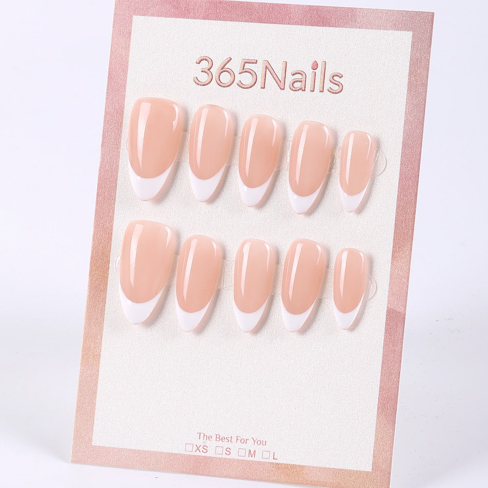 365Nails Nude Apricot Sharp French Almond Press-Ons【MOQ 5|×5】