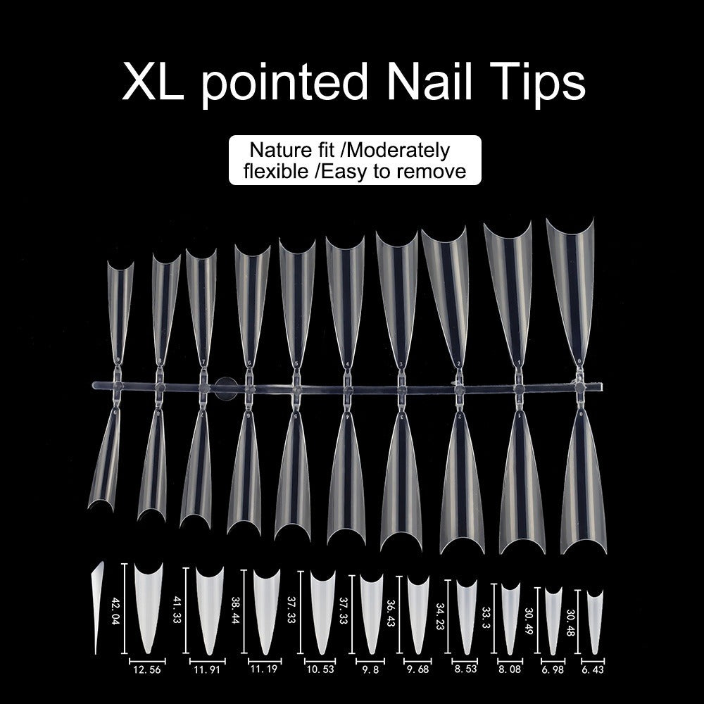 Nail Tips new ghost tip nail pads 500 pieces boxed super long pointed fake nail patches transparent semi-sticker nail pads wholesale