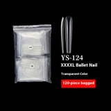 Nail Tips long ballet nail piece, French full sticker ballet fake nail piece, new extended transparent folded seamless ballet nail