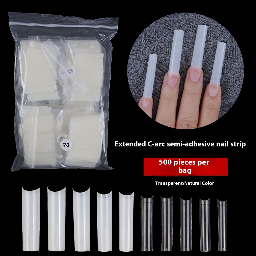 Nail Tips nail plate extended half-stick water pipe nail 500 pieces boxed high-arc XXL transparent patch fake nails