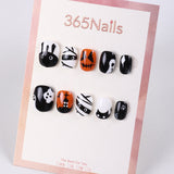 365Nails Halloween Press-On Nails Set | Black-White-Orange Pumpkin/Mummy/Ghost