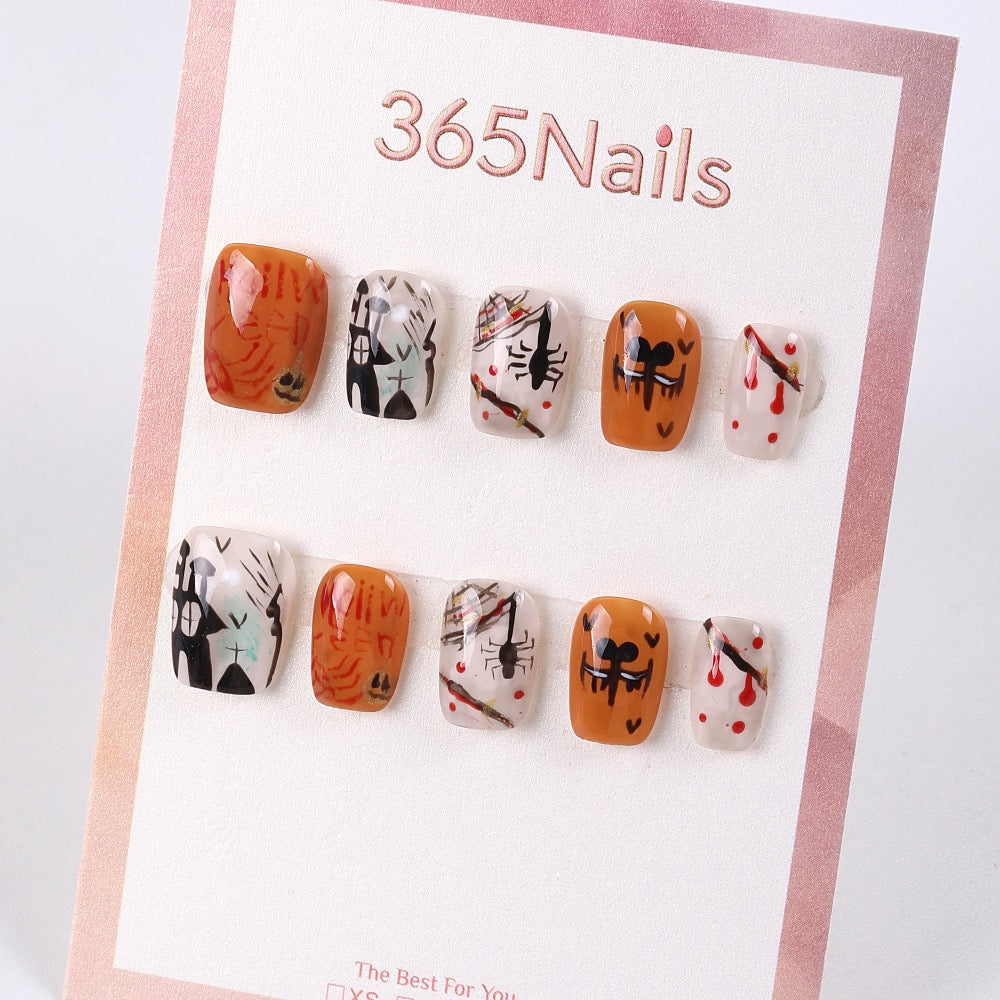 365Nails Spooky Graffiti Square Press-On Nails