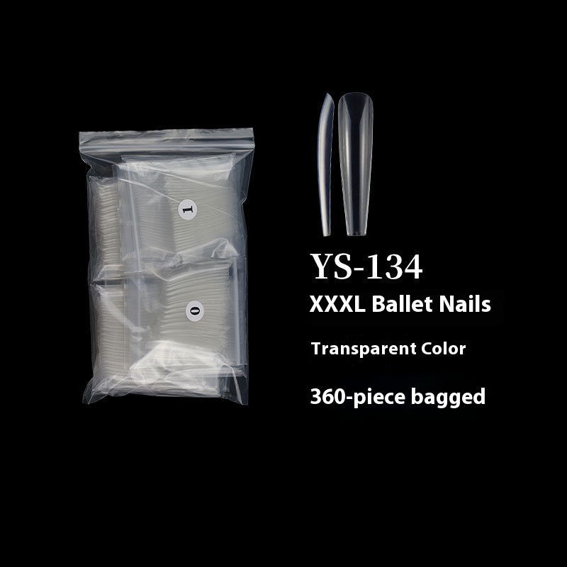 Nail Tips long ballet nail piece, French full sticker ballet fake nail piece, new extended transparent folded seamless ballet nail