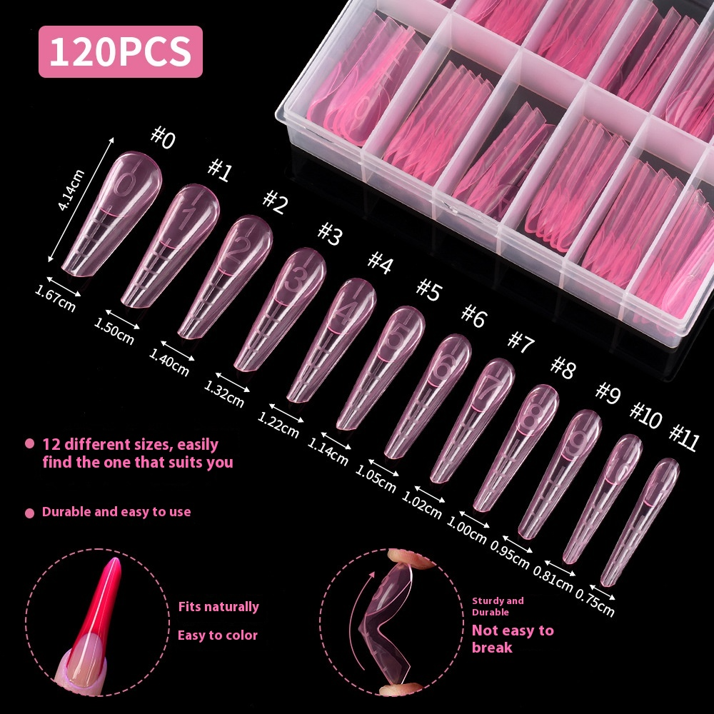 Nail Tips Crystal Nail Mold French Nail Art with Scale No Paper Holder Rapid Phototherapy 120 Pieces Extension Nail Pieces Wholesale Nail Film