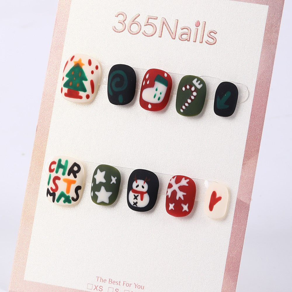 365Nails Doodle Christmas Matte Short Square Set