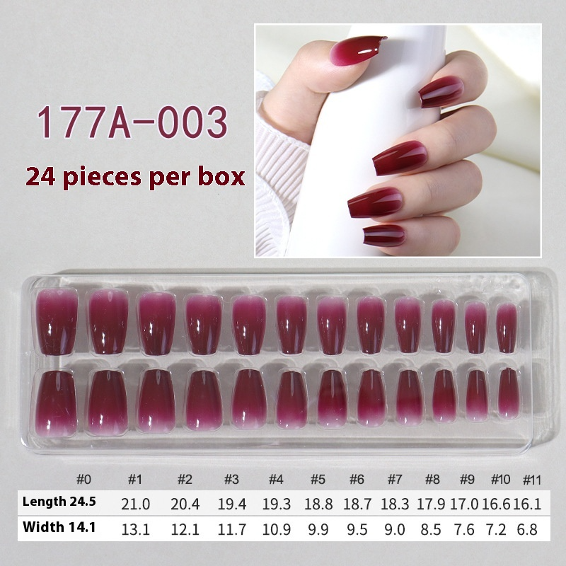 French press on nails 24 pieces Boxed detachable finished product Wearable prefabricated fake nail patch Solid color manicure