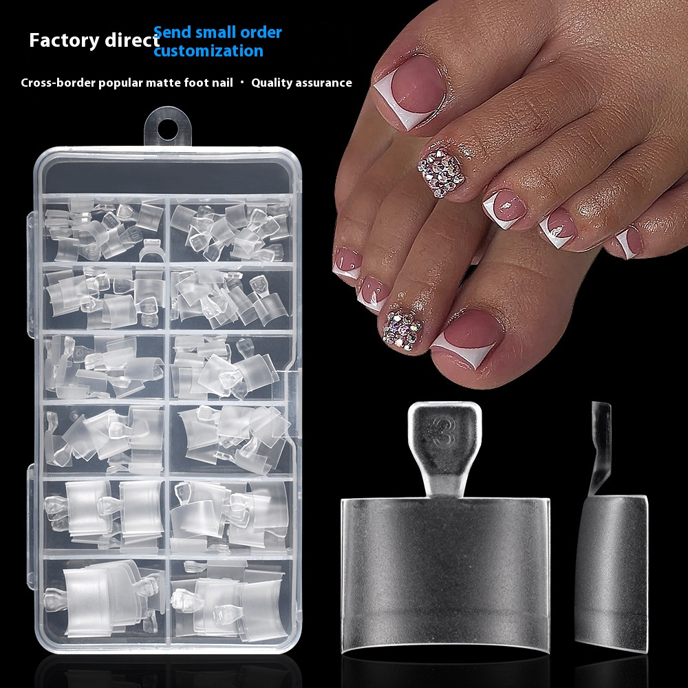 Nail Tips hot-selling wearing toenail pieces, half-sticker matte, no-carving and grinding short 120-piece boxed patch foot fake nails