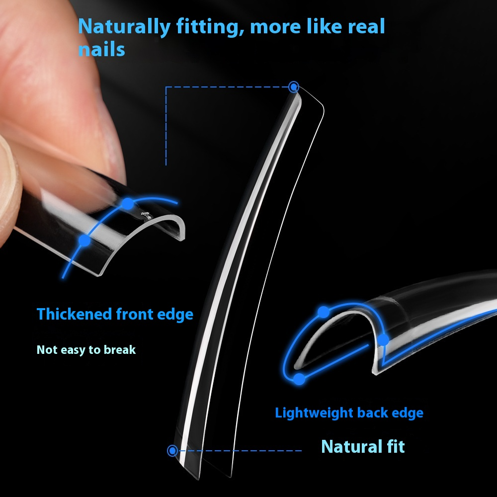 Nail Tips Nail lengthened French 550 pieces boxed square transparent semi-sticker high-arc flat head water pipe nail fake nail