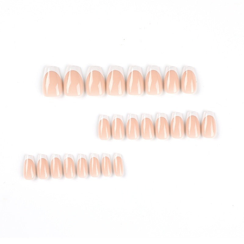 Wear nail short simple nail piece nail art finished French white edge short ballet nail sticker removable nail piece
